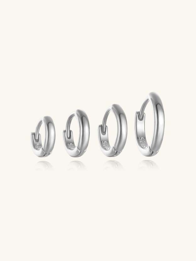 S925 Classic Sterling Silver Multi Size Daily Casual Hoop Earrings-Olarajewelry