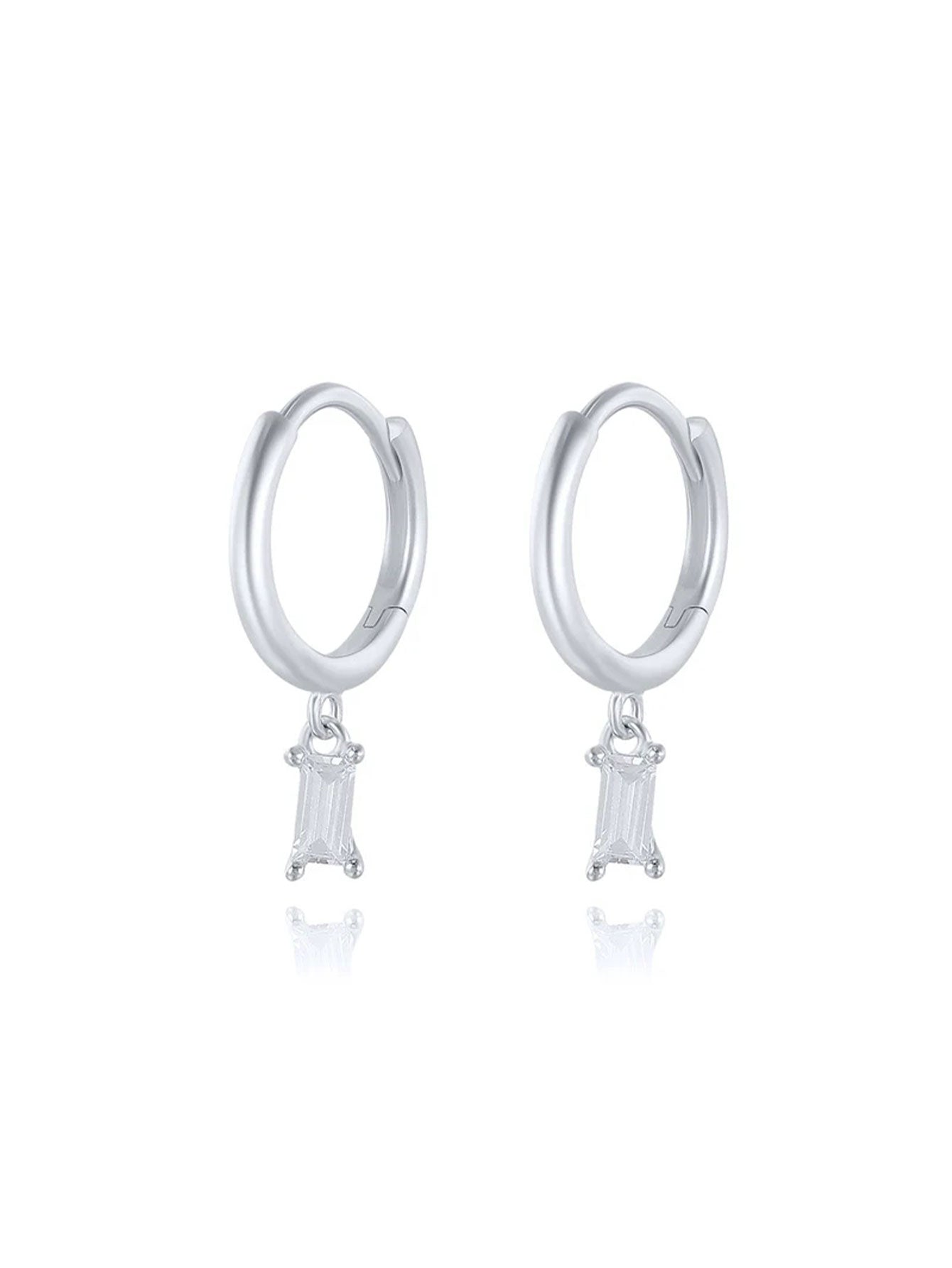 S925 Simple Zircon Hoop Drop Earring Set-Olarajewelry