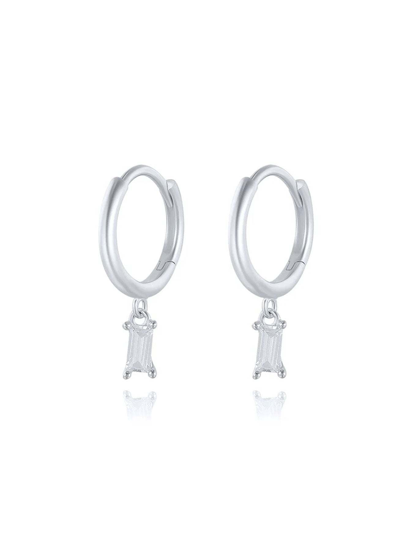 S925 Simple Zircon Hoop Drop Earring Set-Olarajewelry