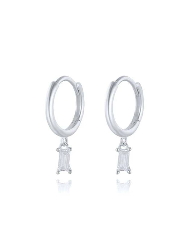 S925 Simple Zircon Hoop Drop Earring Set-Olarajewelry