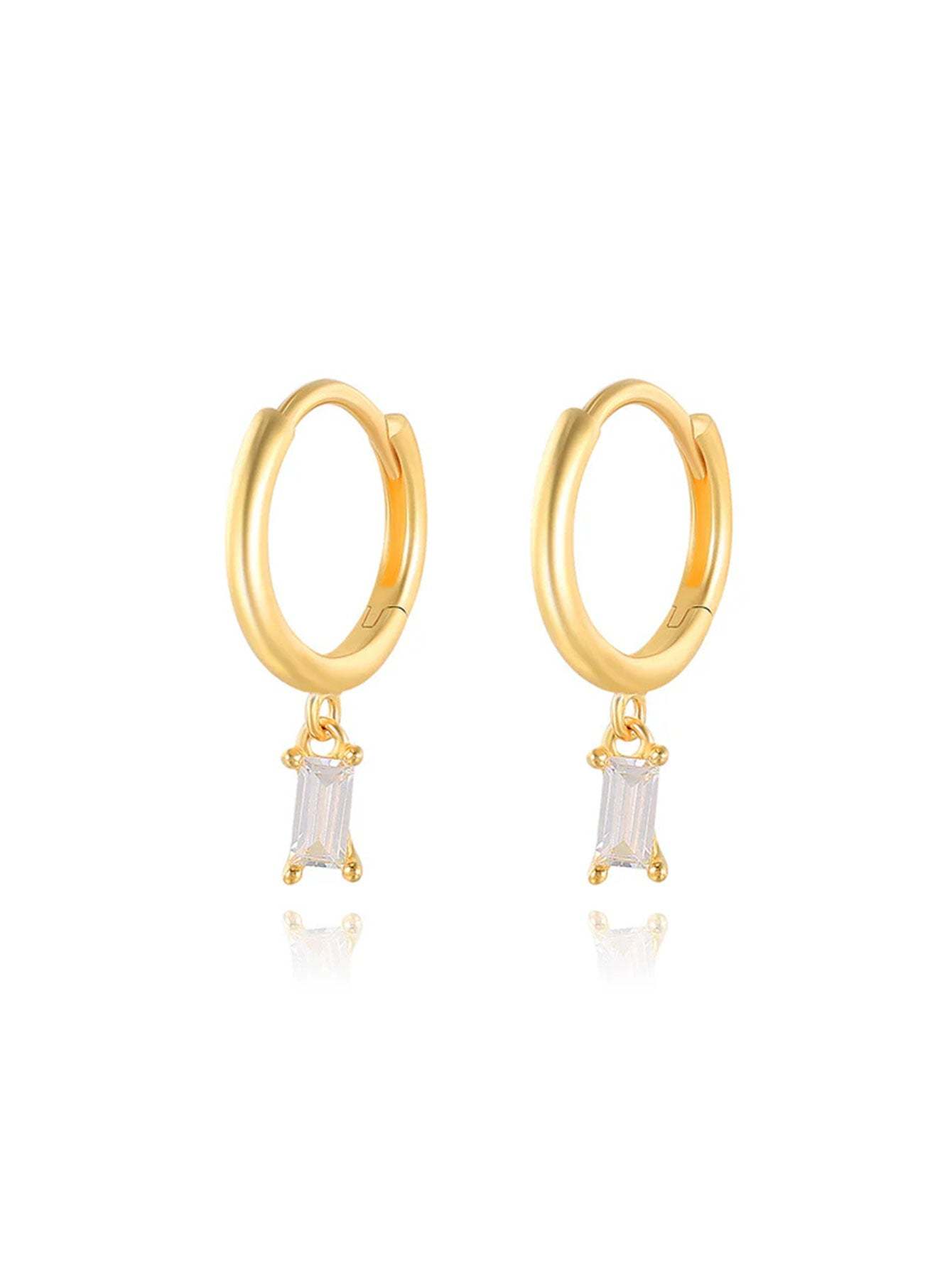 S925 Simple Zircon Hoop Drop Earring Set-Olarajewelry