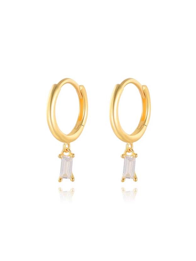 S925 Simple Zircon Hoop Drop Earring Set-Olarajewelry