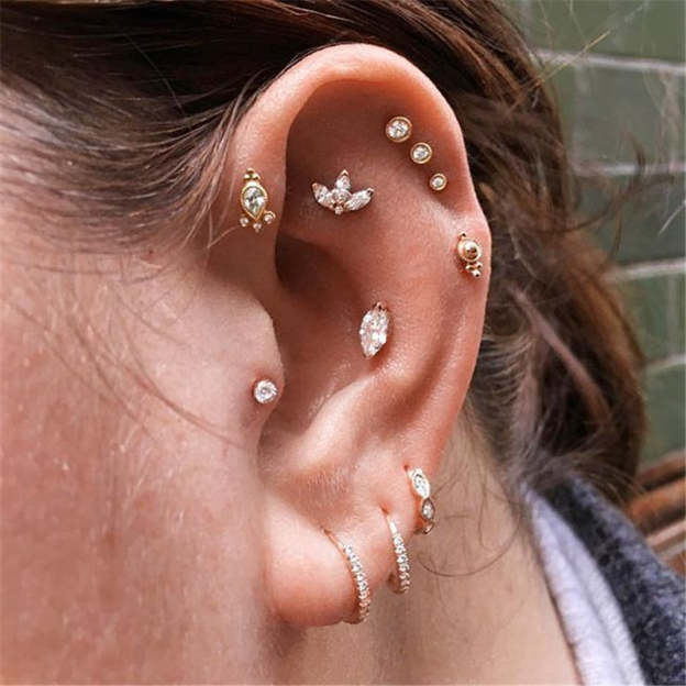S925 Horse Eye Zircon Ear Piercing Stud-Olarajewelry