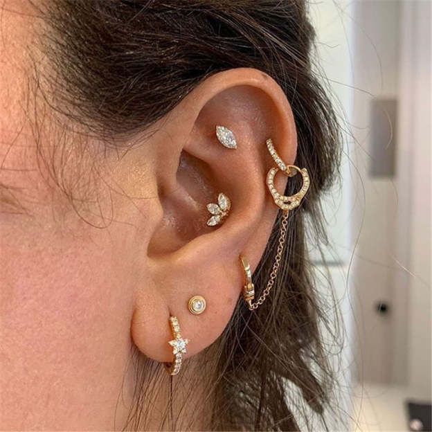 S925 Horse Eye Zircon Ear Piercing Stud-Olarajewelry