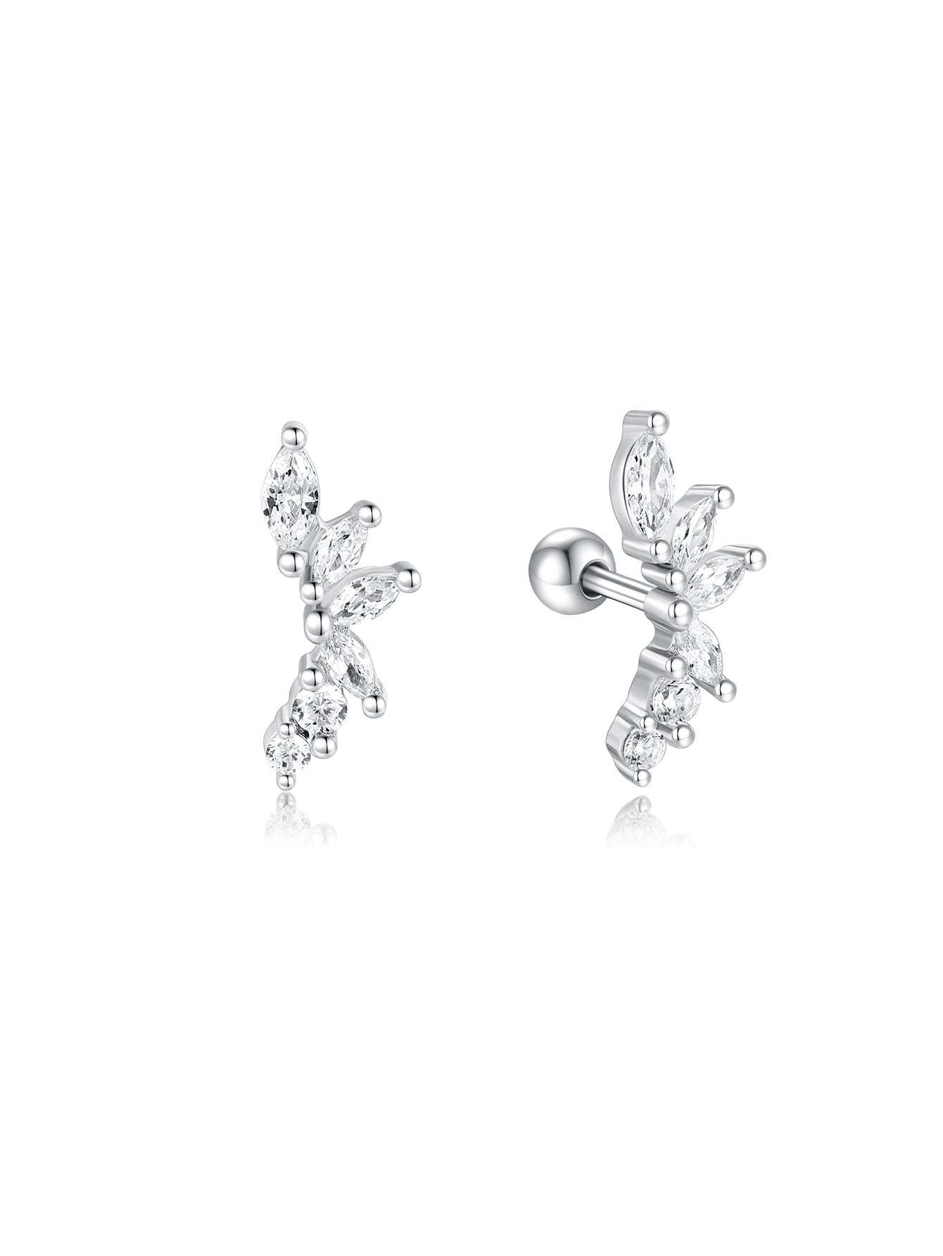 S925 Marquise Zircon Flower Ear Piercing Stud-Olarajewelry