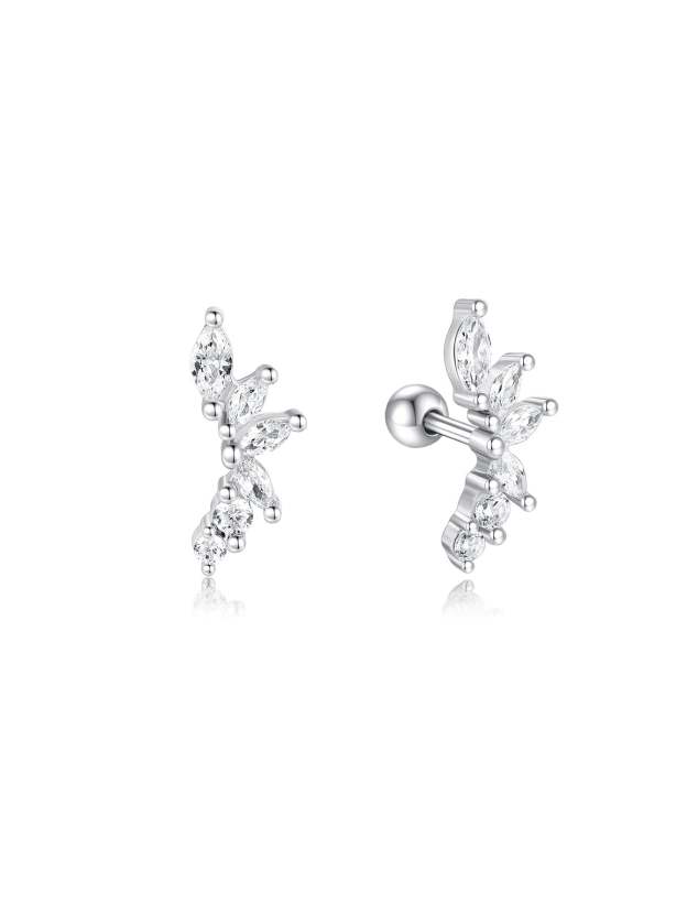 S925 Marquise Zircon Flower Ear Piercing Stud-Olarajewelry