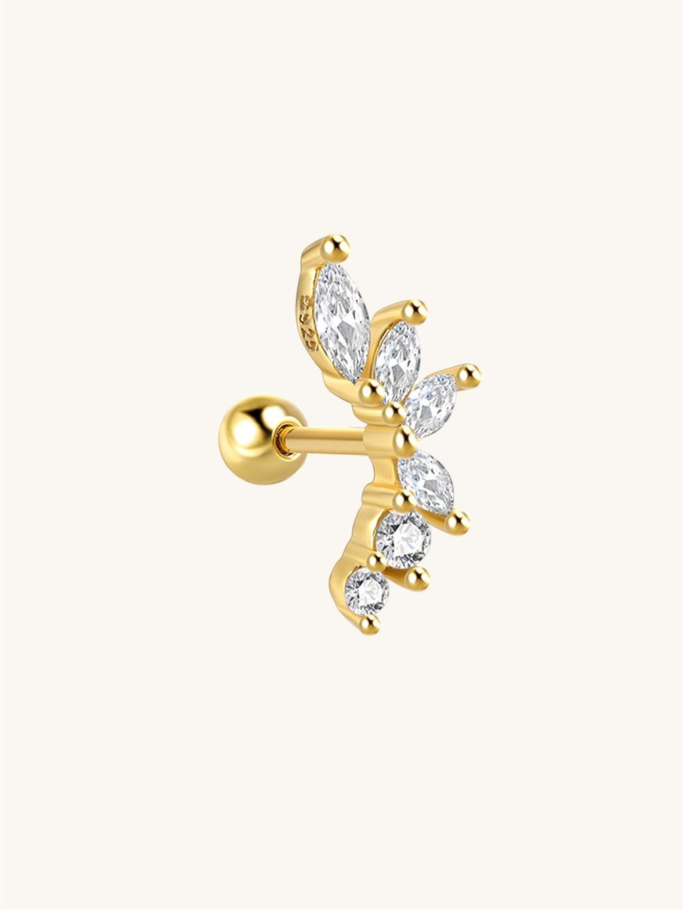 S925 Marquise Zircon Flower Ear Piercing Stud-Olarajewelry
