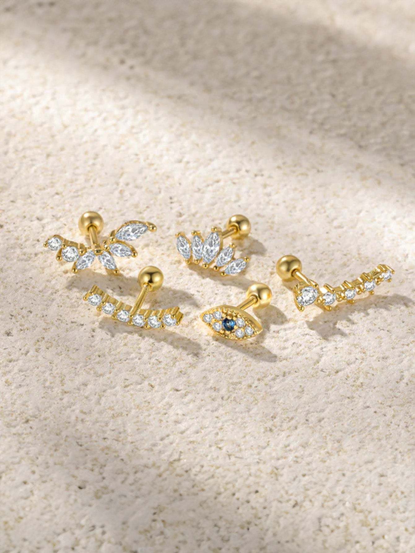 S925 Marquise Zircon Flower Ear Piercing Stud-Olarajewelry