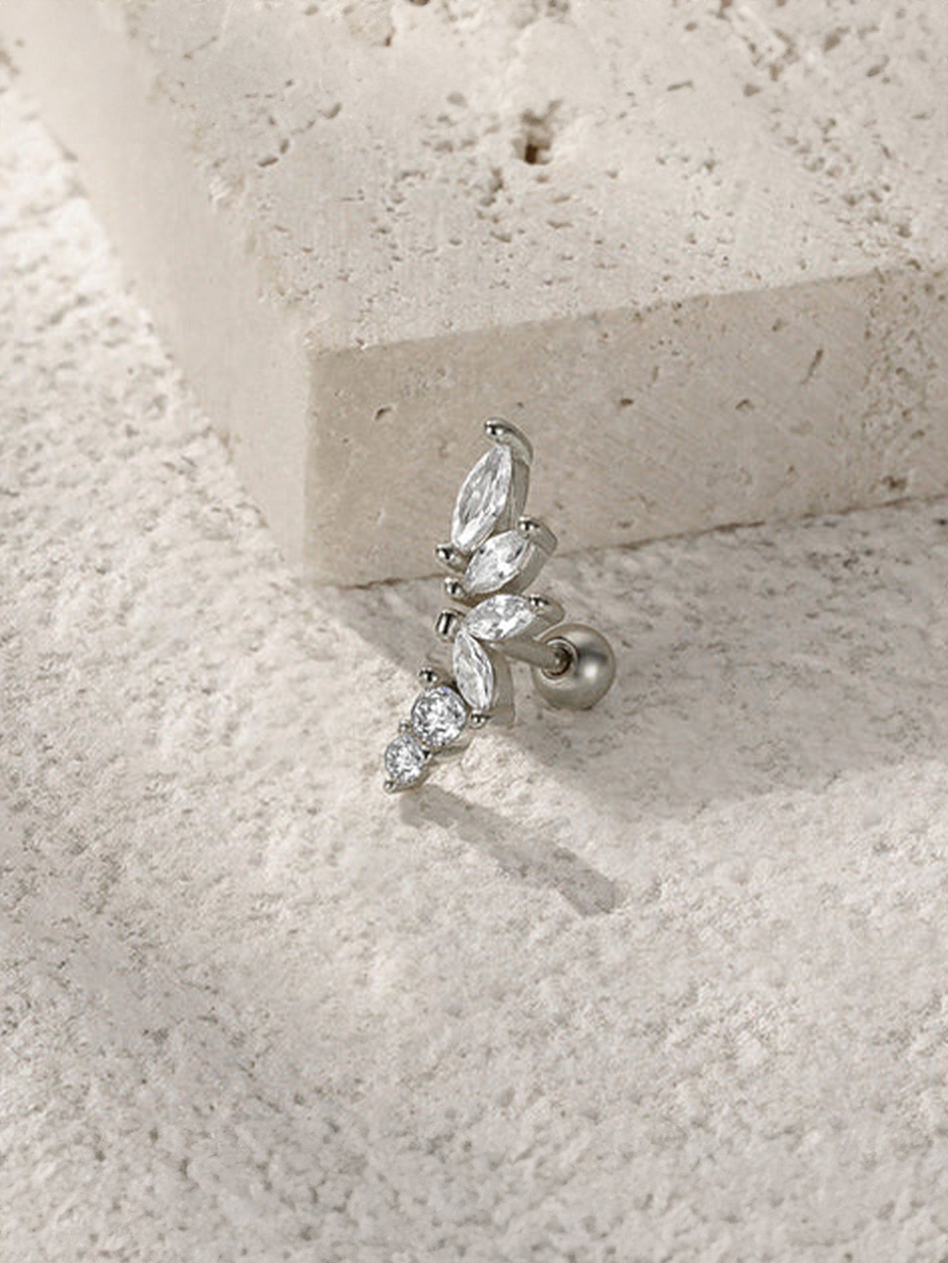 S925 Marquise Zircon Flower Ear Piercing Stud-Olarajewelry