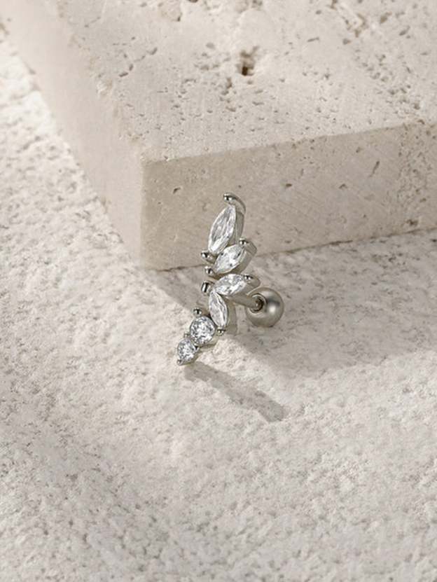 S925 Marquise Zircon Flower Ear Piercing Stud-Olarajewelry