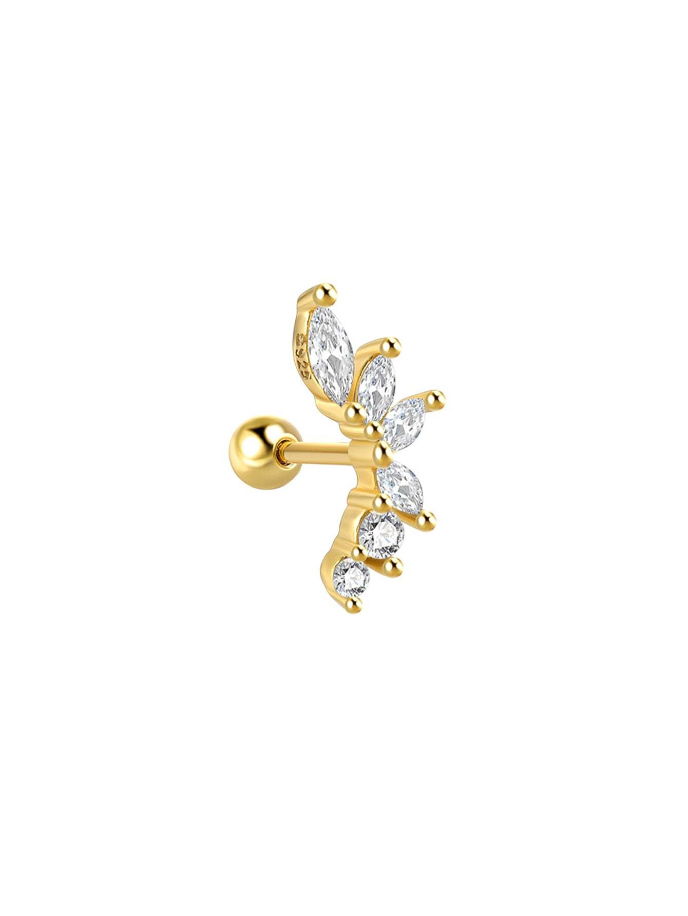 S925 Round Nose Ring Zircon Earrings-Olarajewelry