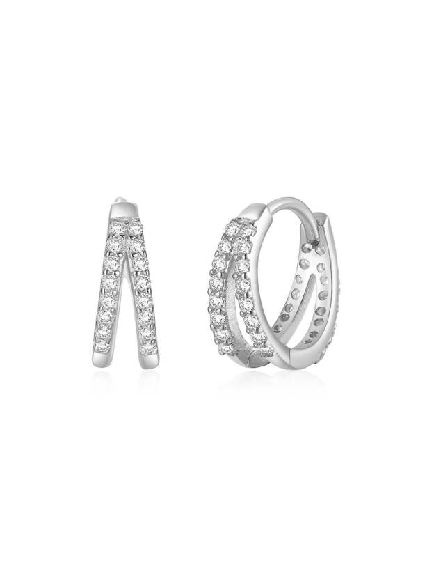 S925 Geometric Zirconia Elegant Earring Set-Olarajewelry