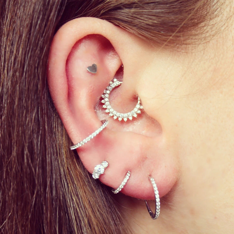 S925 Minimalist Zircon Daith Earring-Olarajewelry