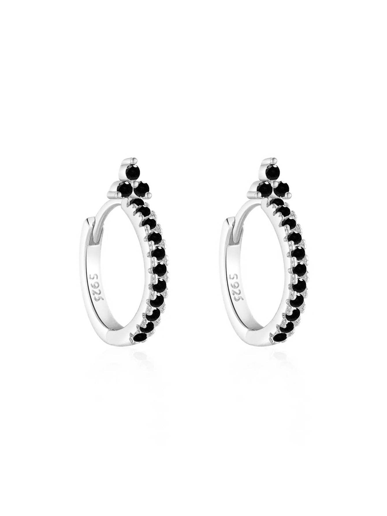 S925 Shiny Obsidian Flower Stud Earrings Set-Olarajewelry