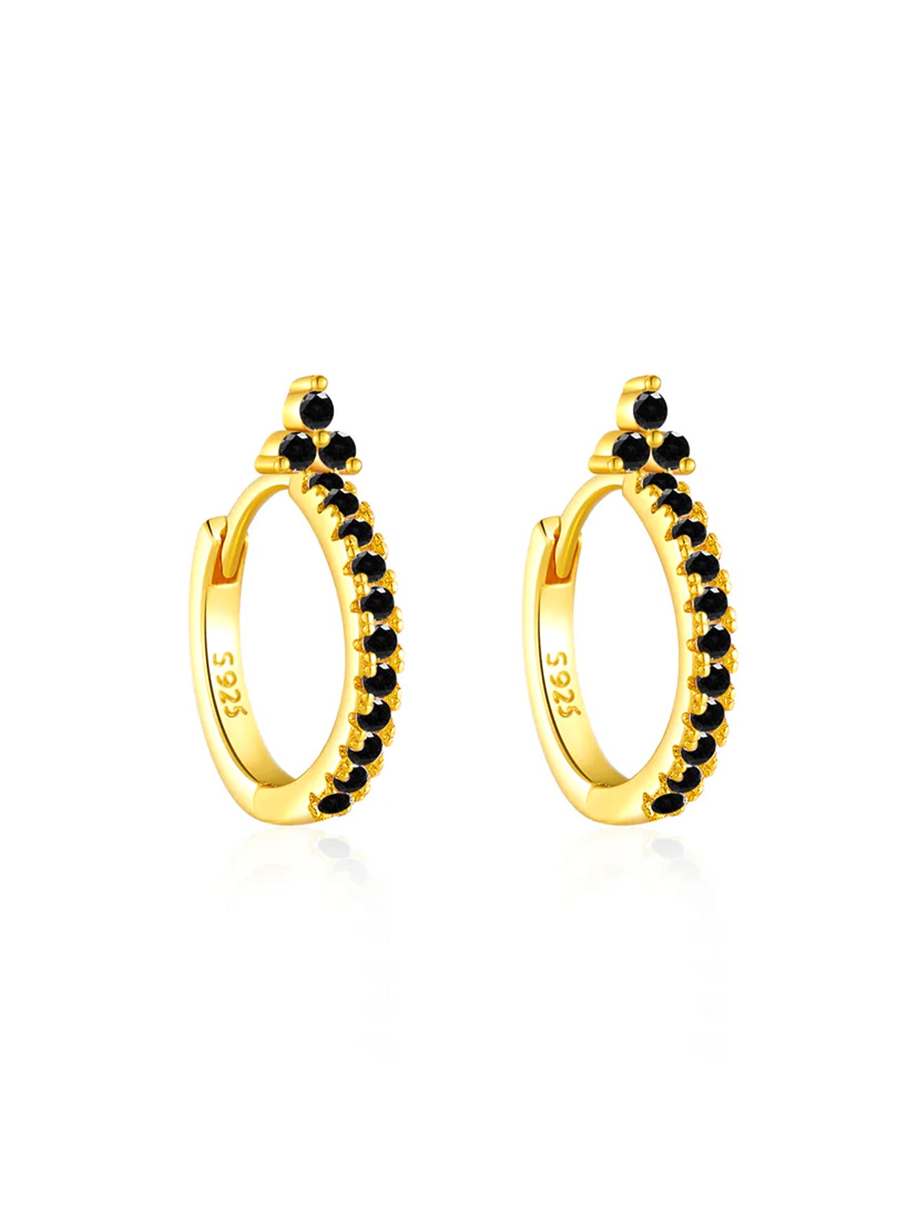 S925 Shiny Obsidian Flower Stud Earrings Set-Olarajewelry