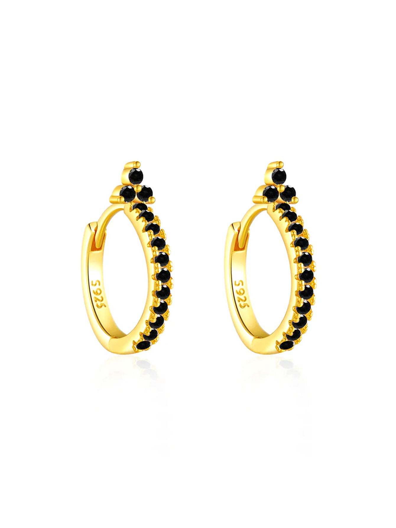S925 Shiny Obsidian Flower Stud Earrings Set-Olarajewelry
