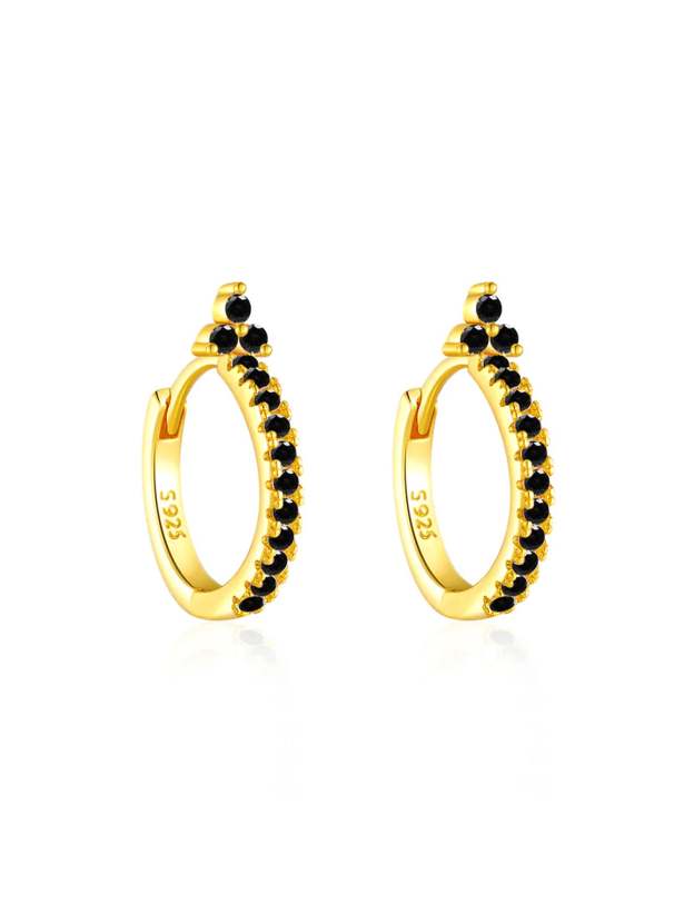 S925 Shiny Obsidian Flower Stud Earrings Set-Olarajewelry