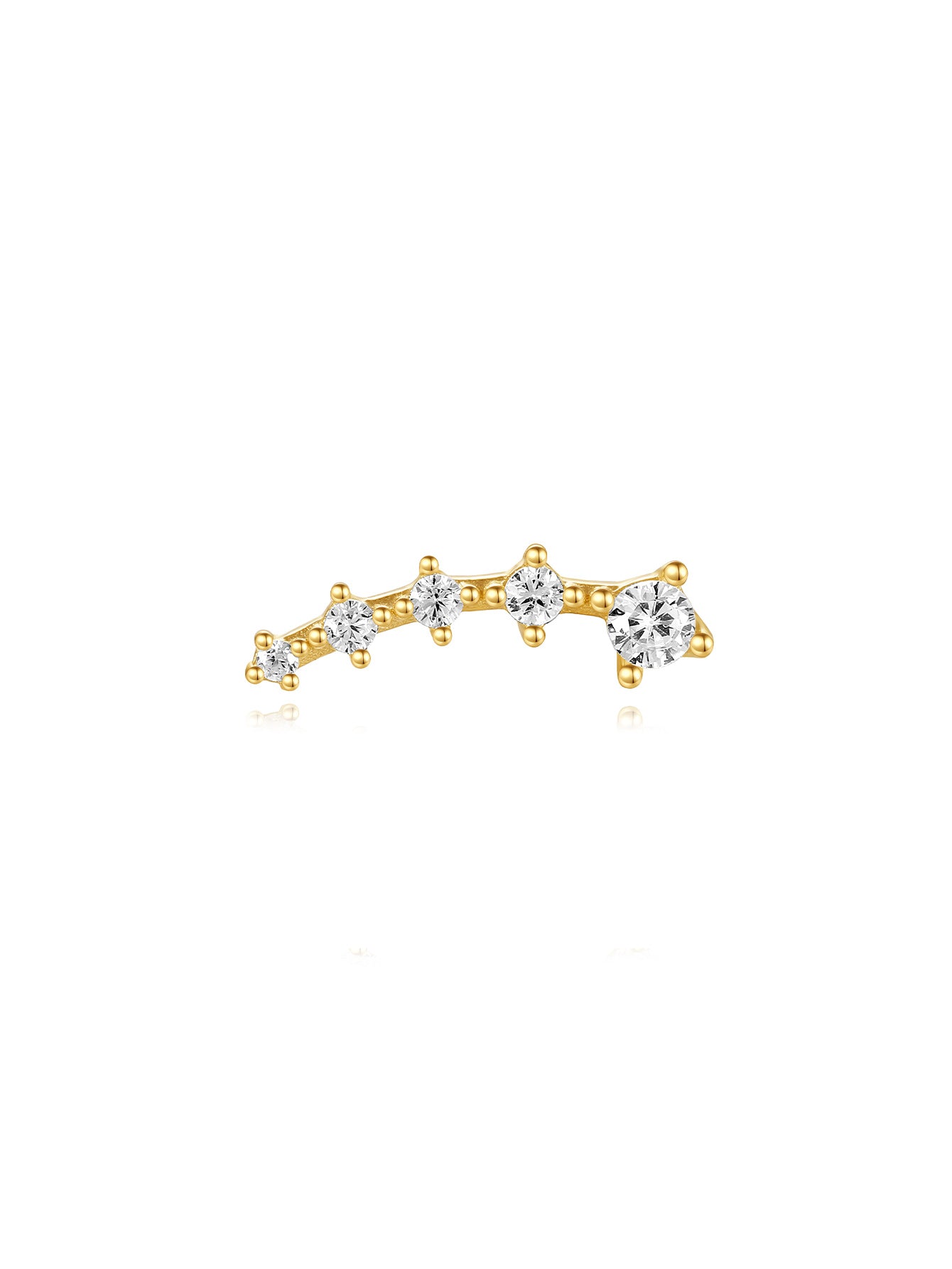 S925 Olara Gold Vermeil Curved Zircon Climber Earring-Olarajewelry