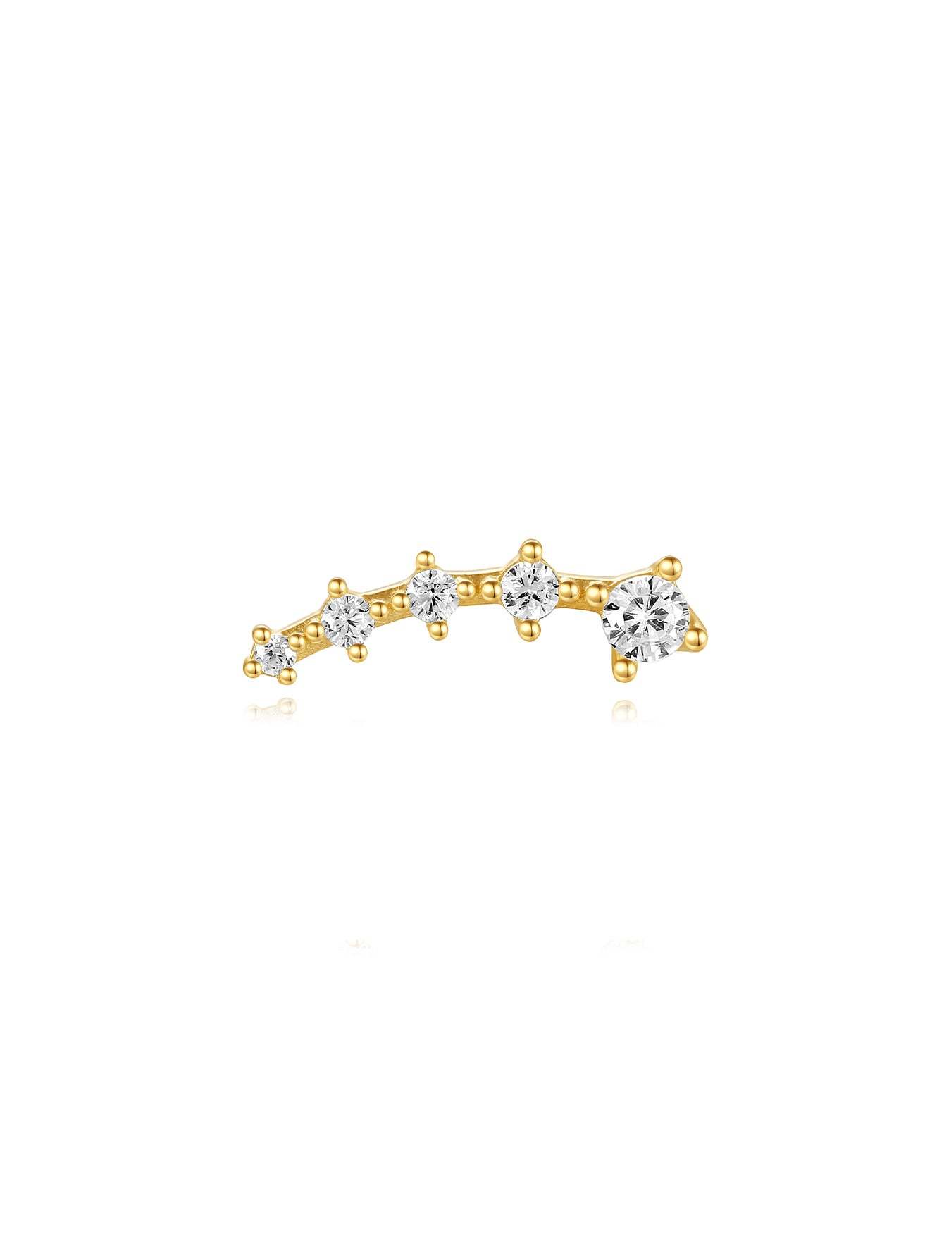 S925 Olara Gold Vermeil Curved Zircon Climber Earring-Olarajewelry