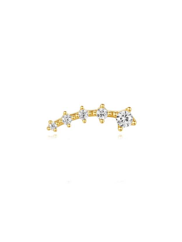 S925 Olara Gold Vermeil Curved Zircon Climber Earring-Olarajewelry