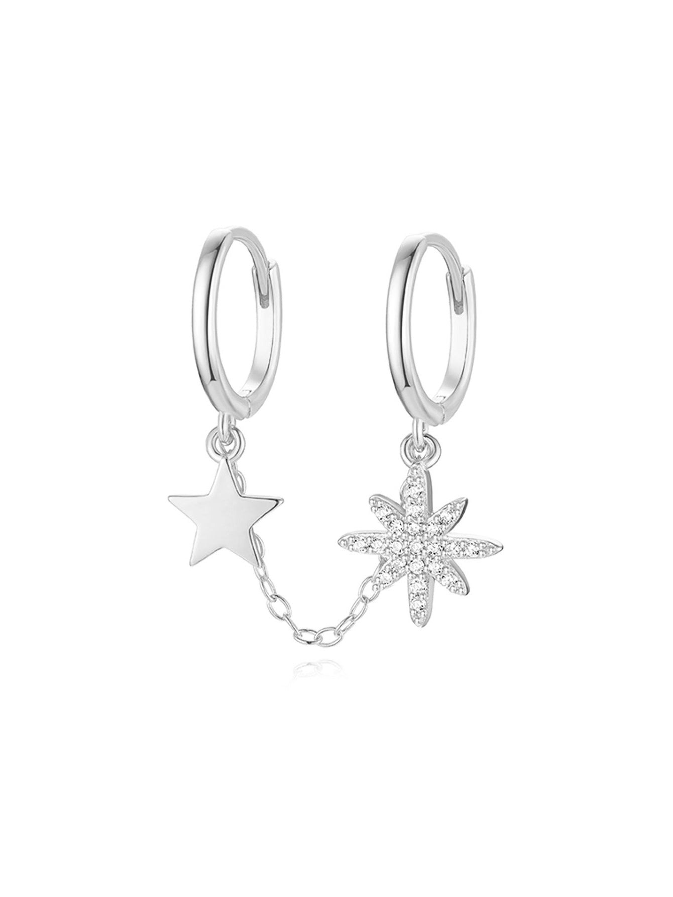 S925 Sterling Silver Starry Star Pendant Earring Set-Olarajewelry
