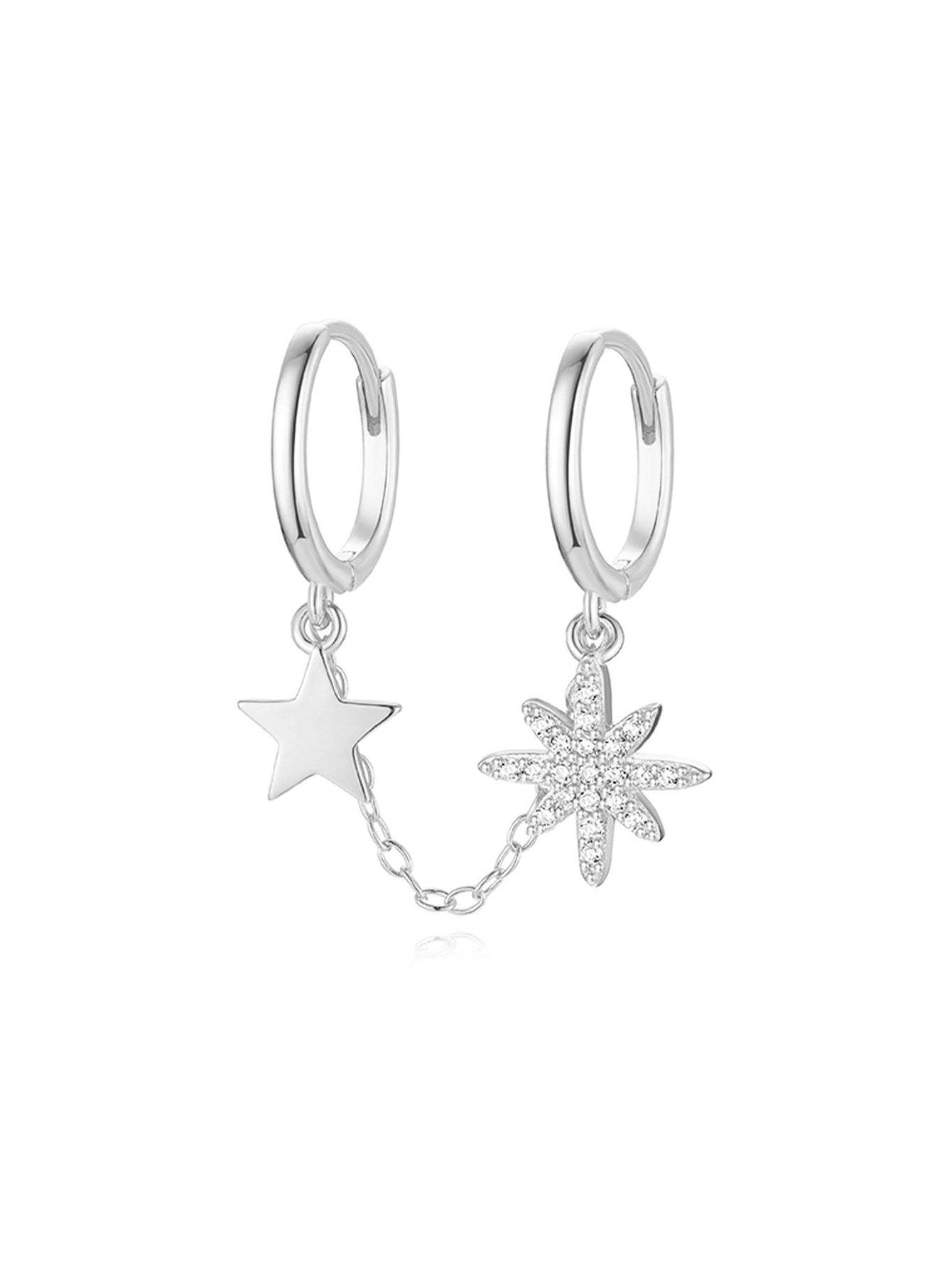 S925 Sterling Silver Starry Star Pendant Earring Set-Olarajewelry