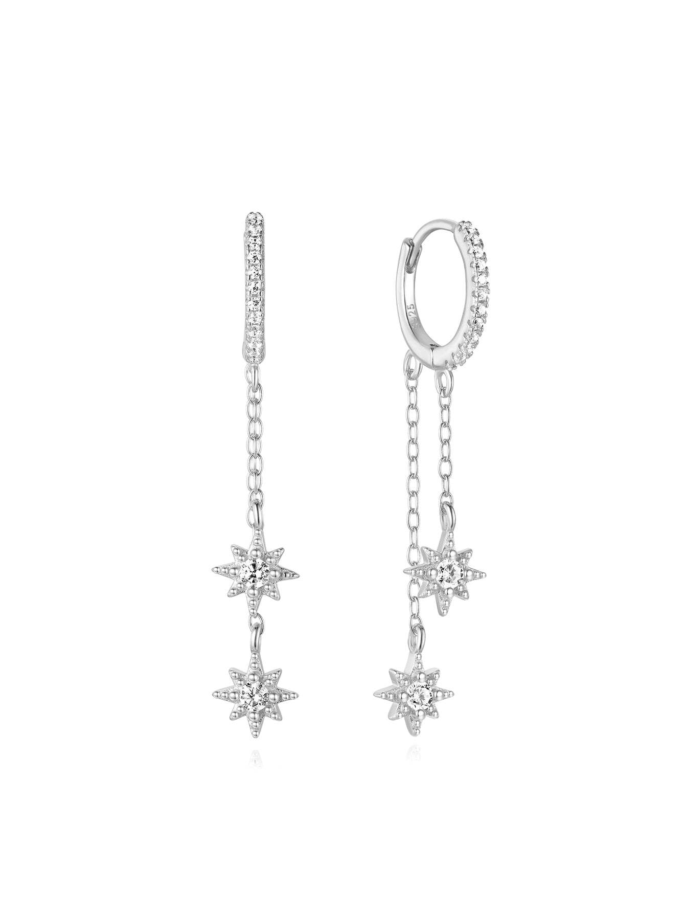 S925 Star and Moon Zircon Earring Set-Olarajewelry