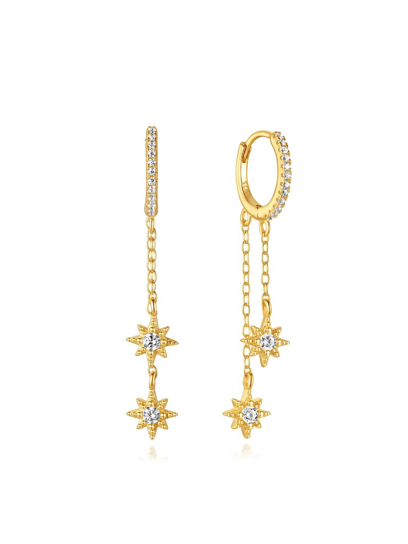 S925 Star and Moon Zircon Earring Set-Olarajewelry
