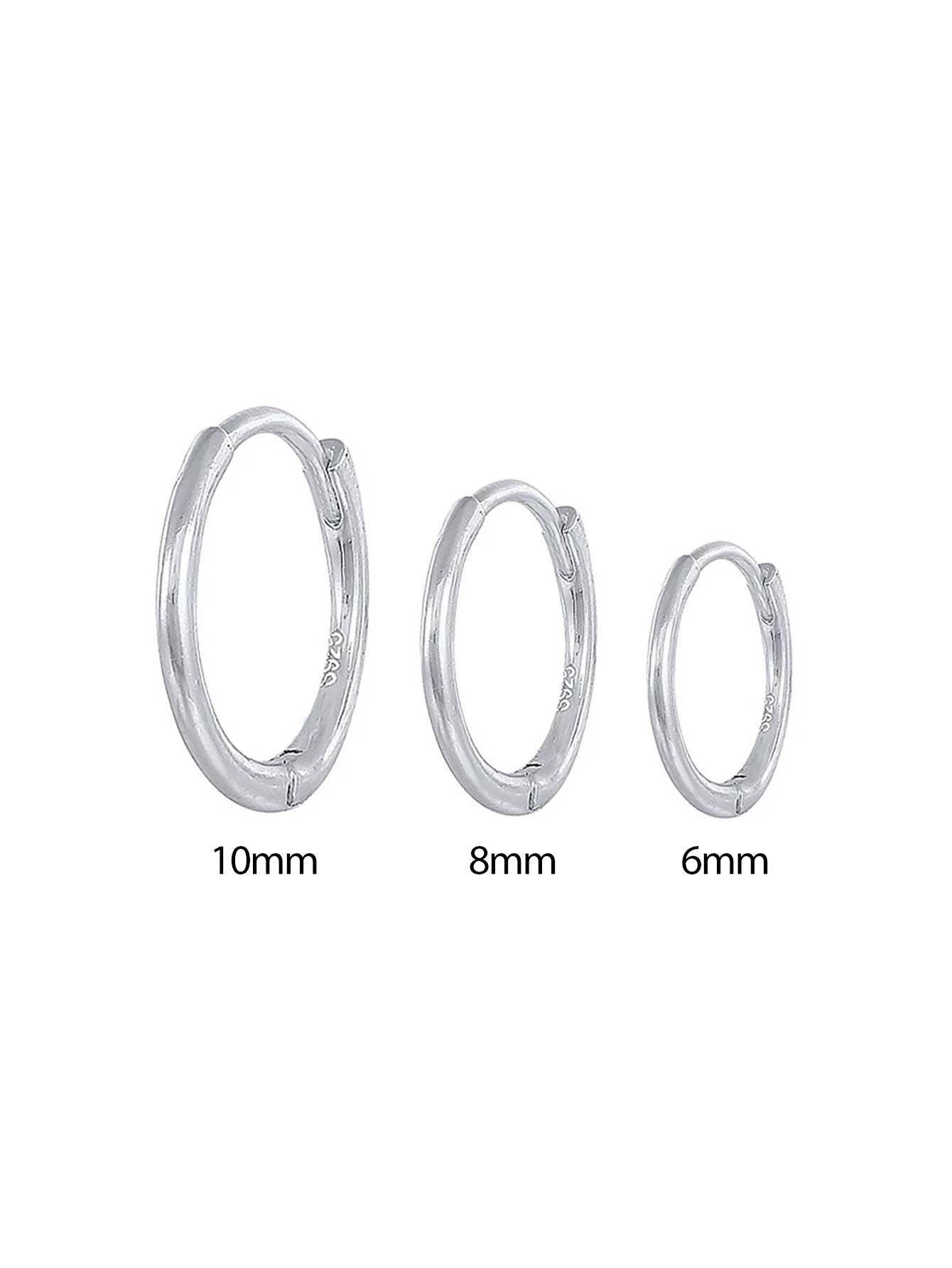S925 Multi-Size Glossy Earrings 3-Piece Set-Olarajewelry