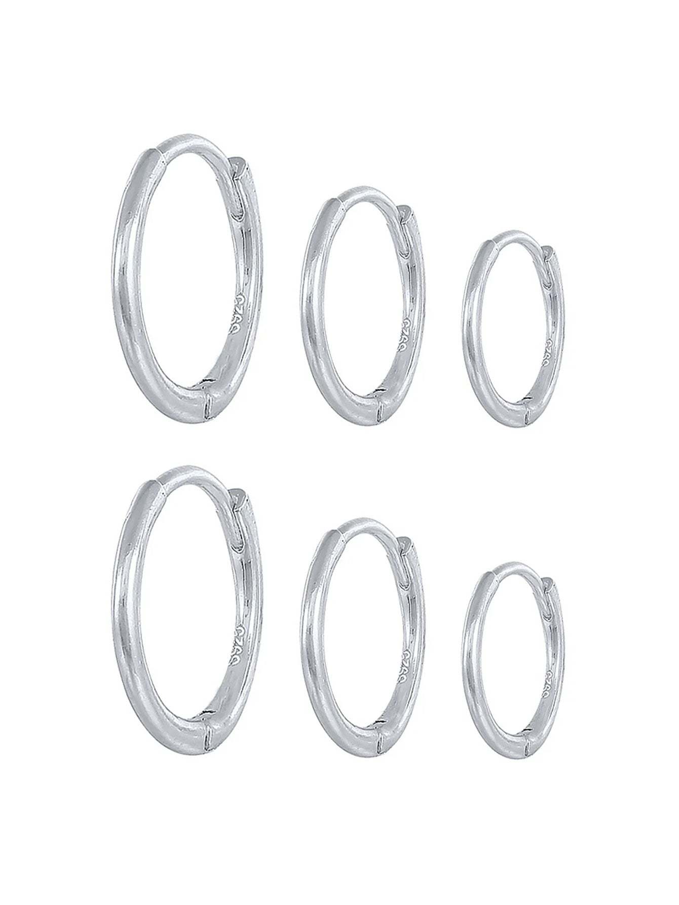 S925 Multi-Size Glossy Earrings 3-Piece Set-Olarajewelry