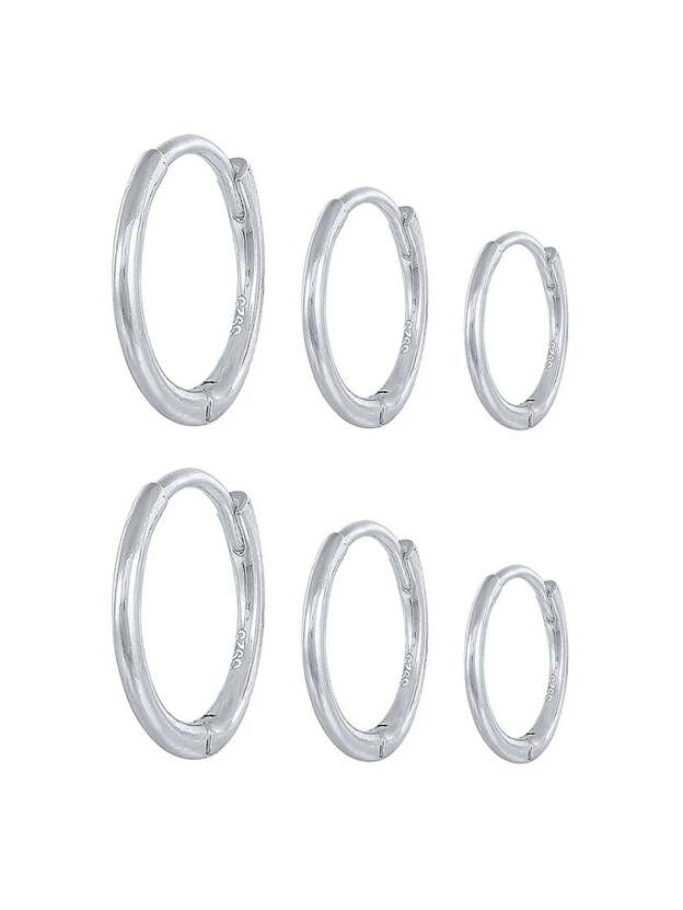 S925 Multi-Size Glossy Earrings 3-Piece Set-Olarajewelry