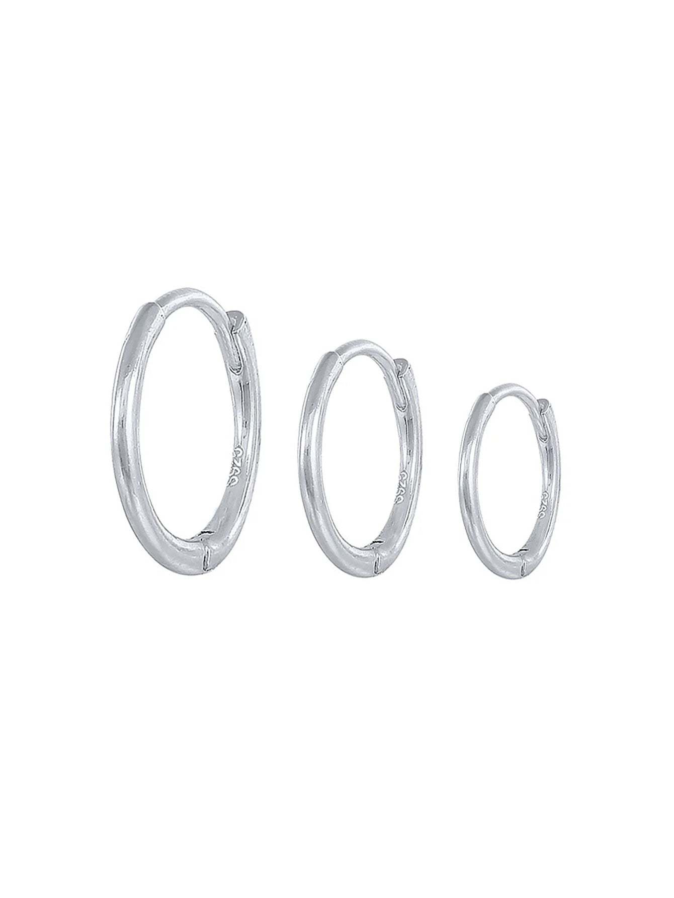 S925 Multi-Size Glossy Earrings 3-Piece Set-Olarajewelry