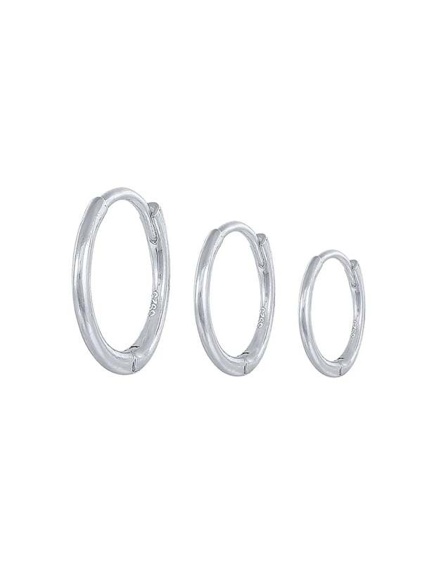 S925 Multi-Size Glossy Earrings 3-Piece Set-Olarajewelry