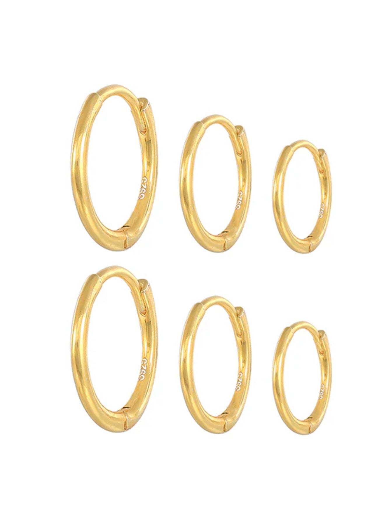 S925 Multi-Size Glossy Earrings 3-Piece Set-Olarajewelry