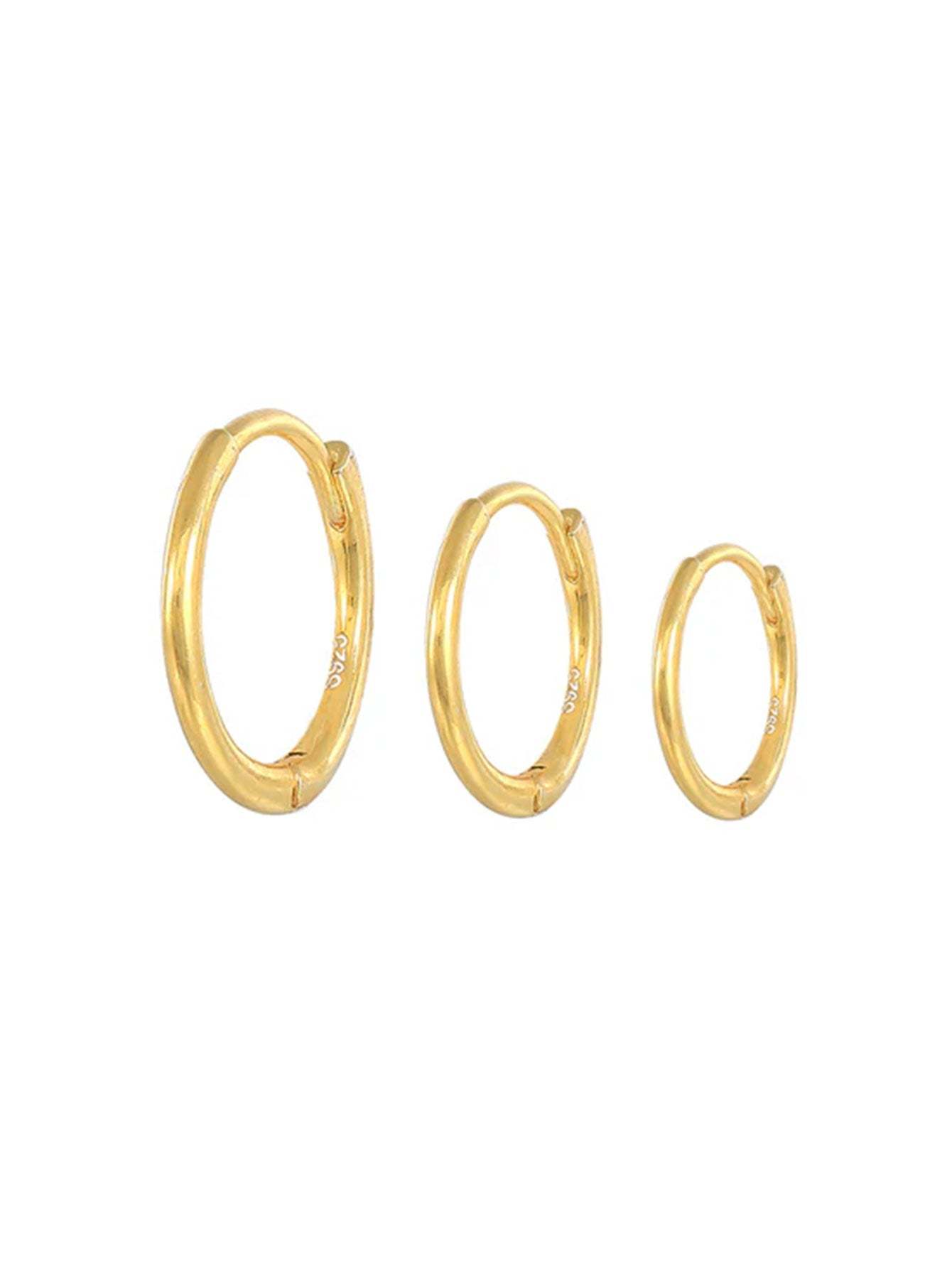 S925 Multi-Size Glossy Earrings 3-Piece Set-Olarajewelry