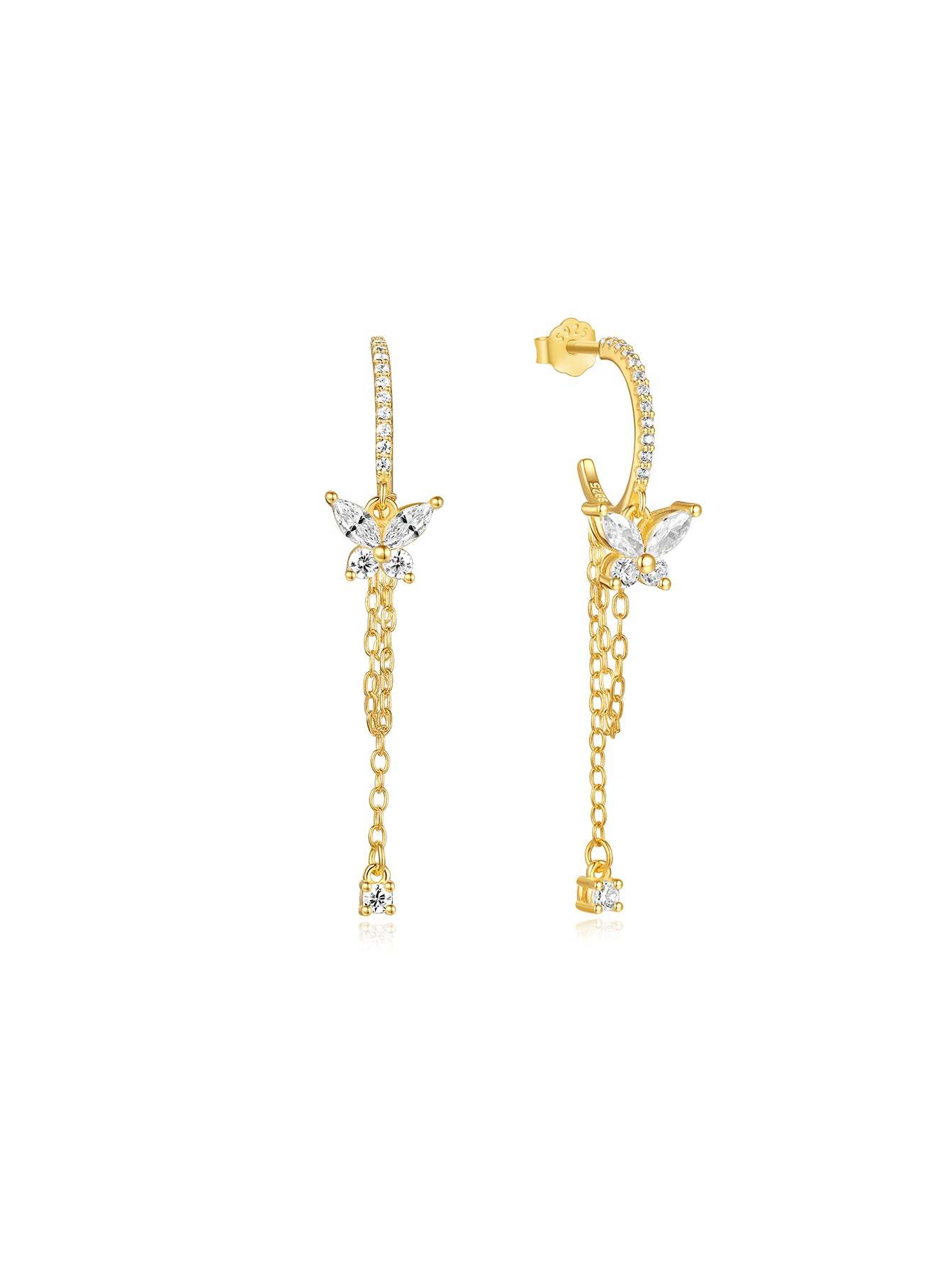 S925 Tassel Butterfly Pendant Zircon Earrings Series-Olarajewelry