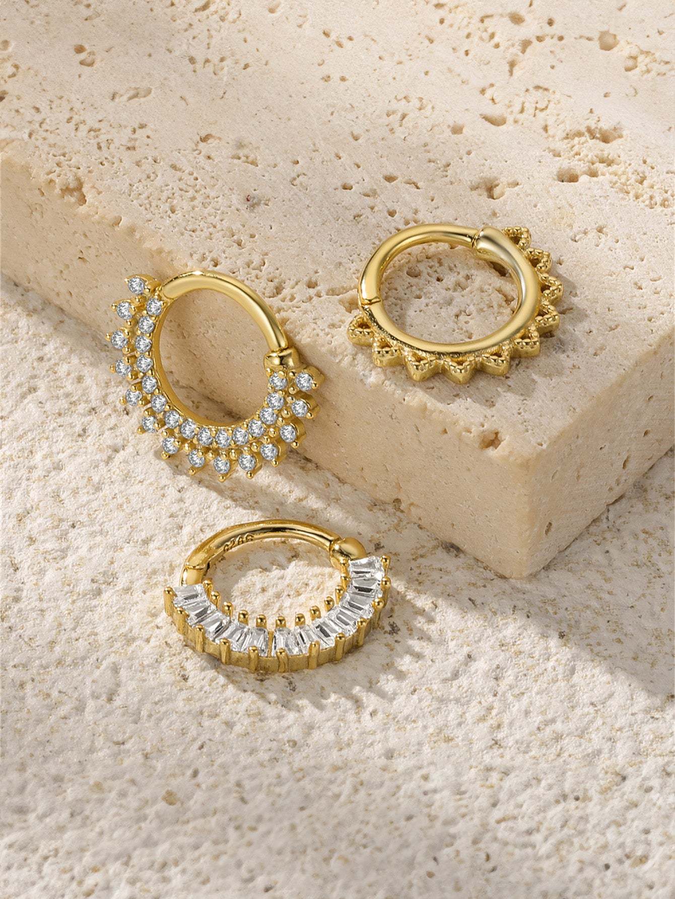 S925 Double Row Zircon Daith Jewelry & Septum-Olarajewelry