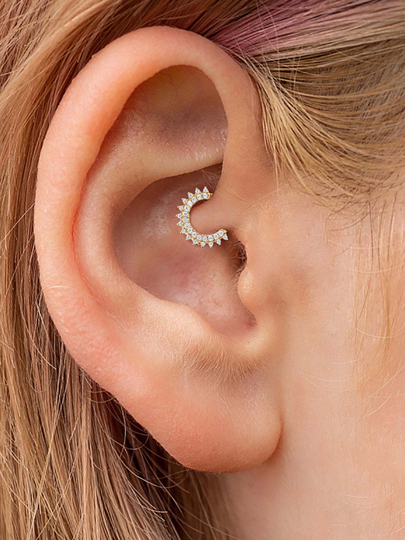 S925 Double Row Zircon Daith Jewelry & Septum-Olarajewelry