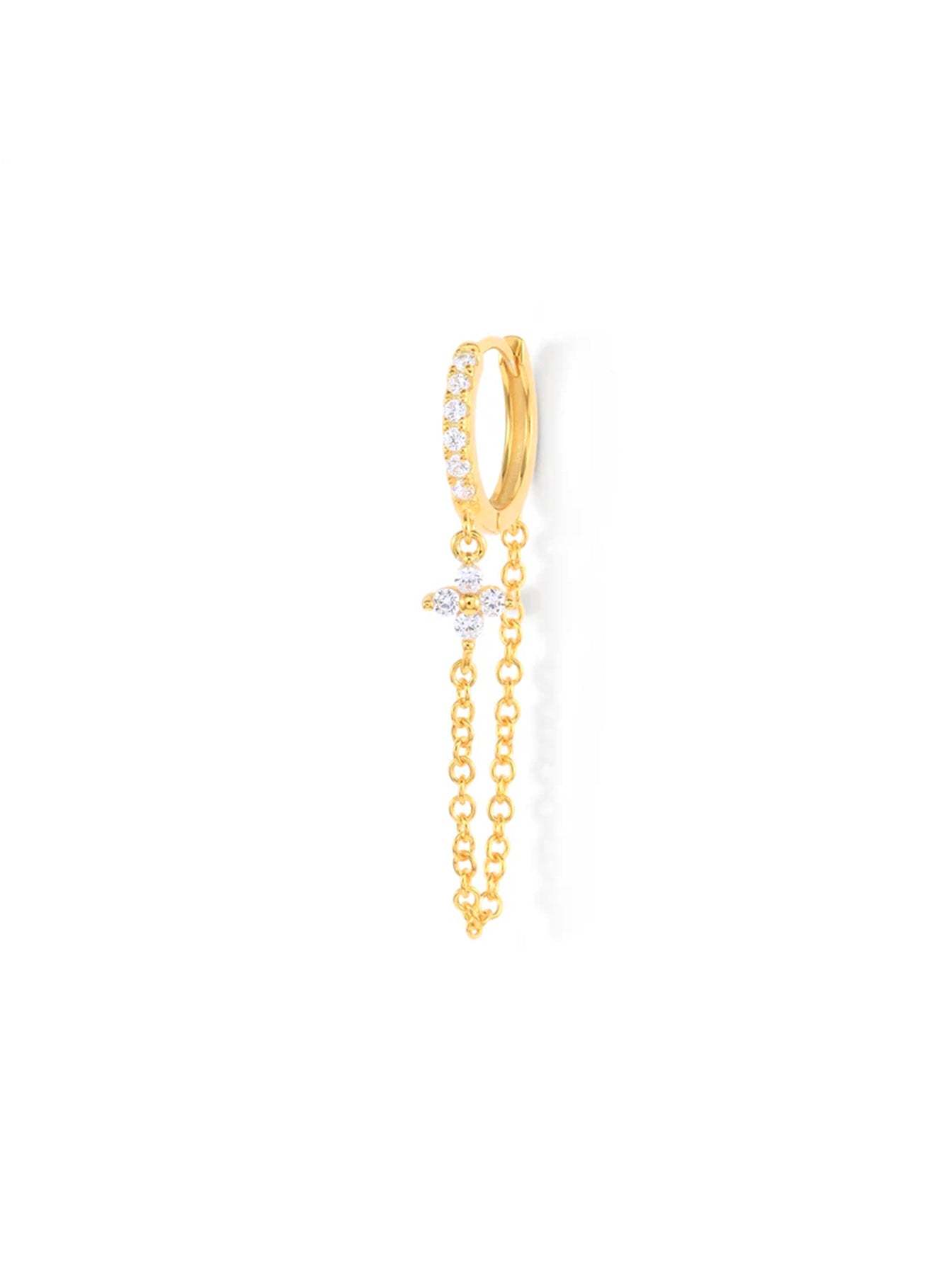 S925 Chain Flower Zircon Earrings-Olarajewelry