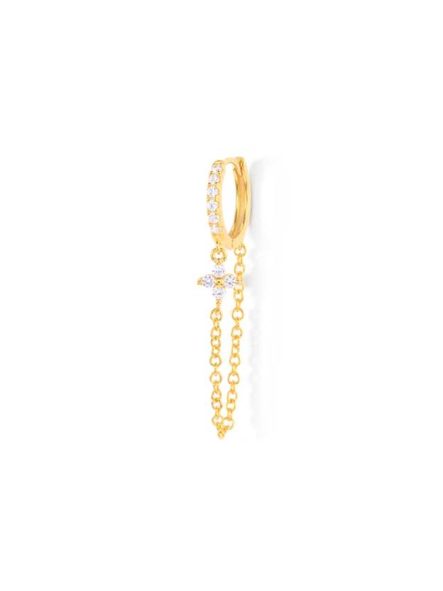 S925 Chain Flower Zircon Earrings-Olarajewelry