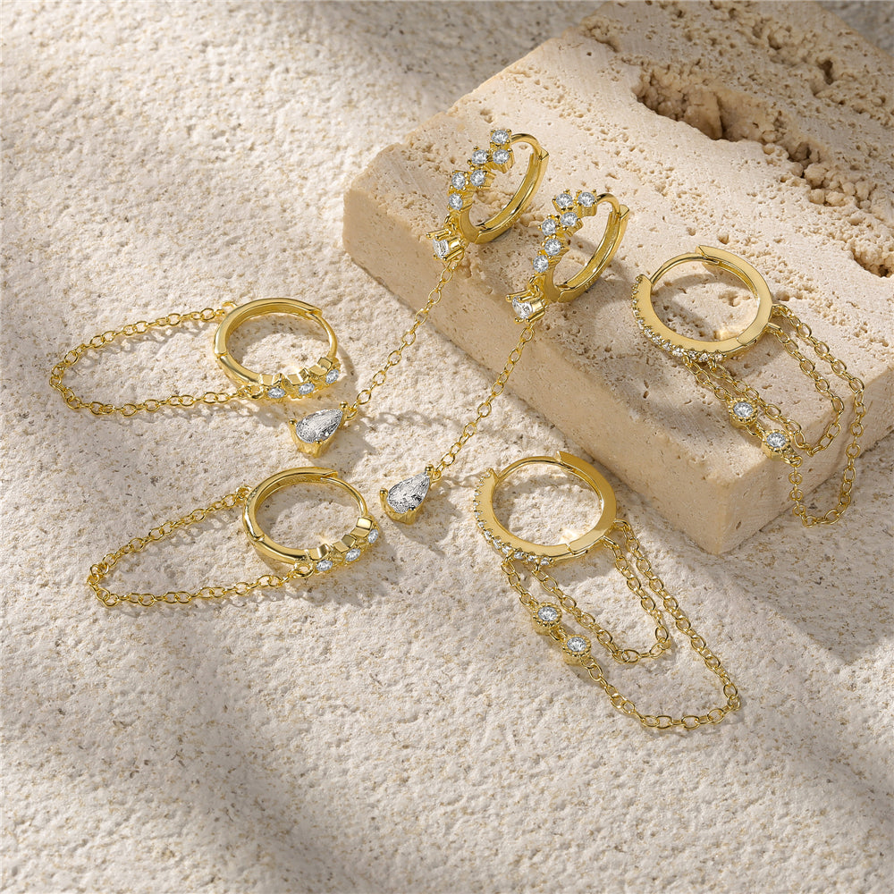 S925 Olara Blossom Chain Earring-Olarajewelry