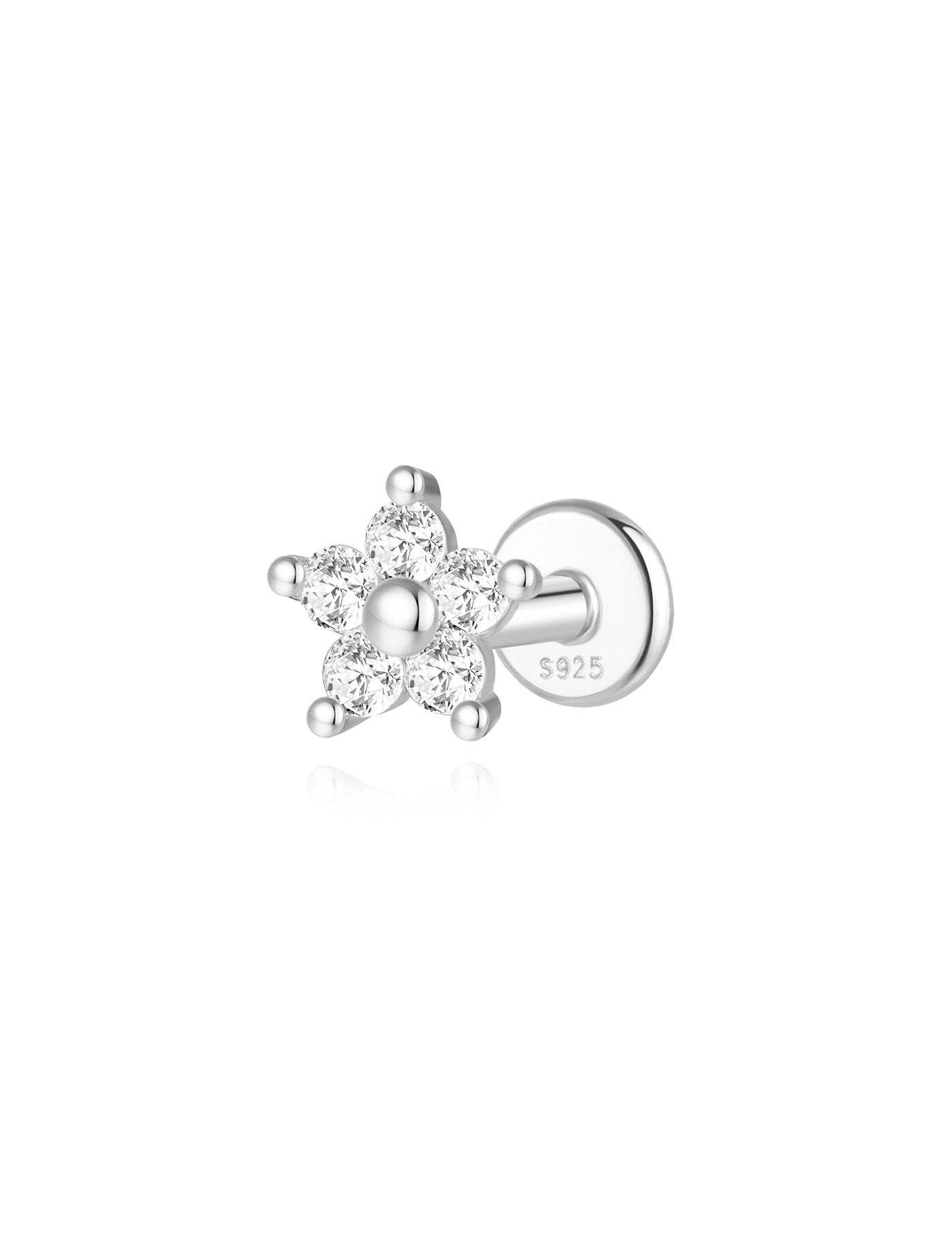 S925 Round Nose Ring Zircon Earrings-Olarajewelry