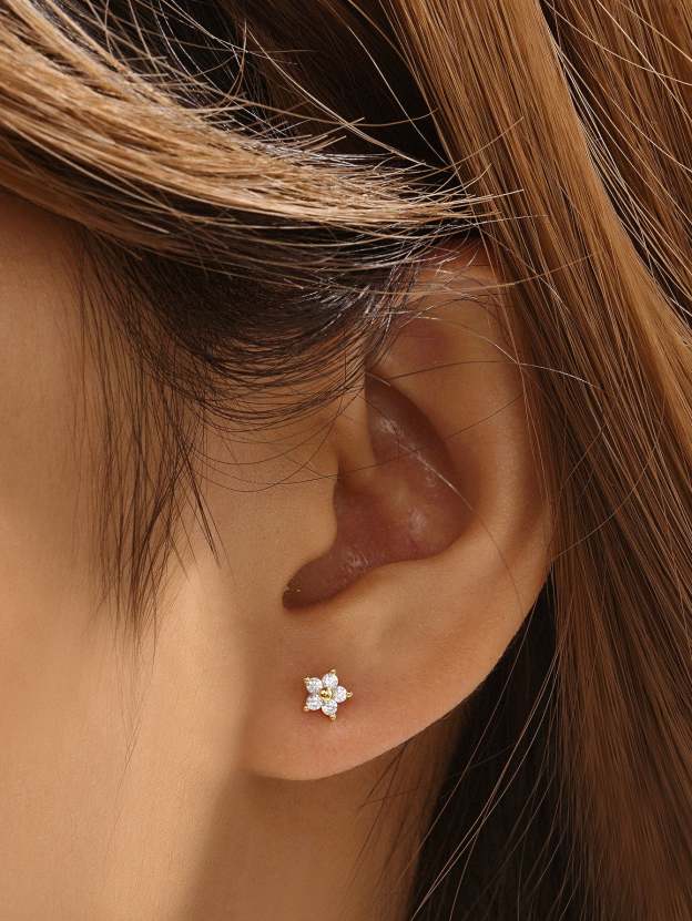 S925 Chain Flower Zircon Earrings-Olarajewelry
