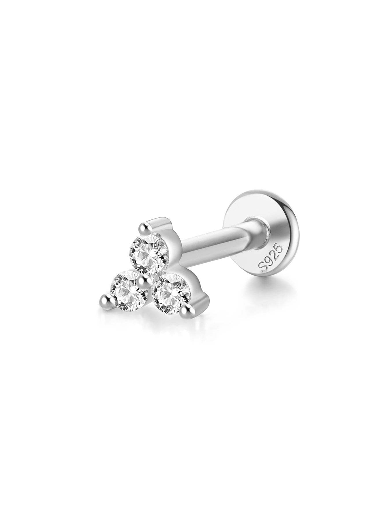 S925 Triangle Zircon Ear Piercing Stud-Olarajewelry