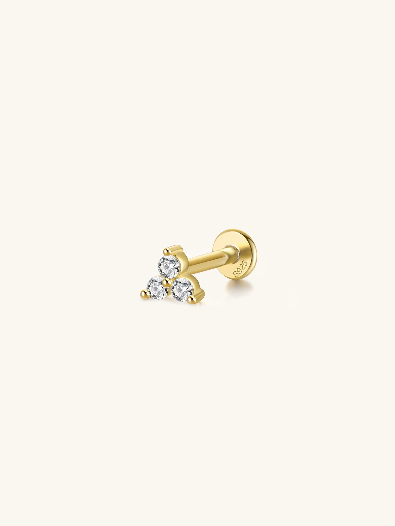 S925 Triangle Zircon Ear Piercing Stud-Olarajewelry