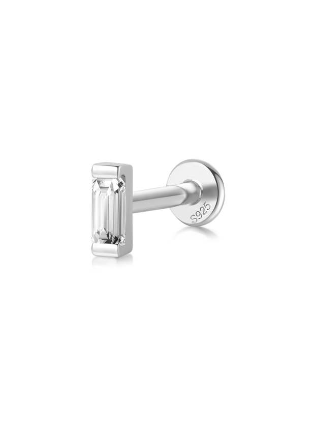 Olara Baguette Zircon 925 Sterling Silver Threaded Labret Piercing-Olarajewelry