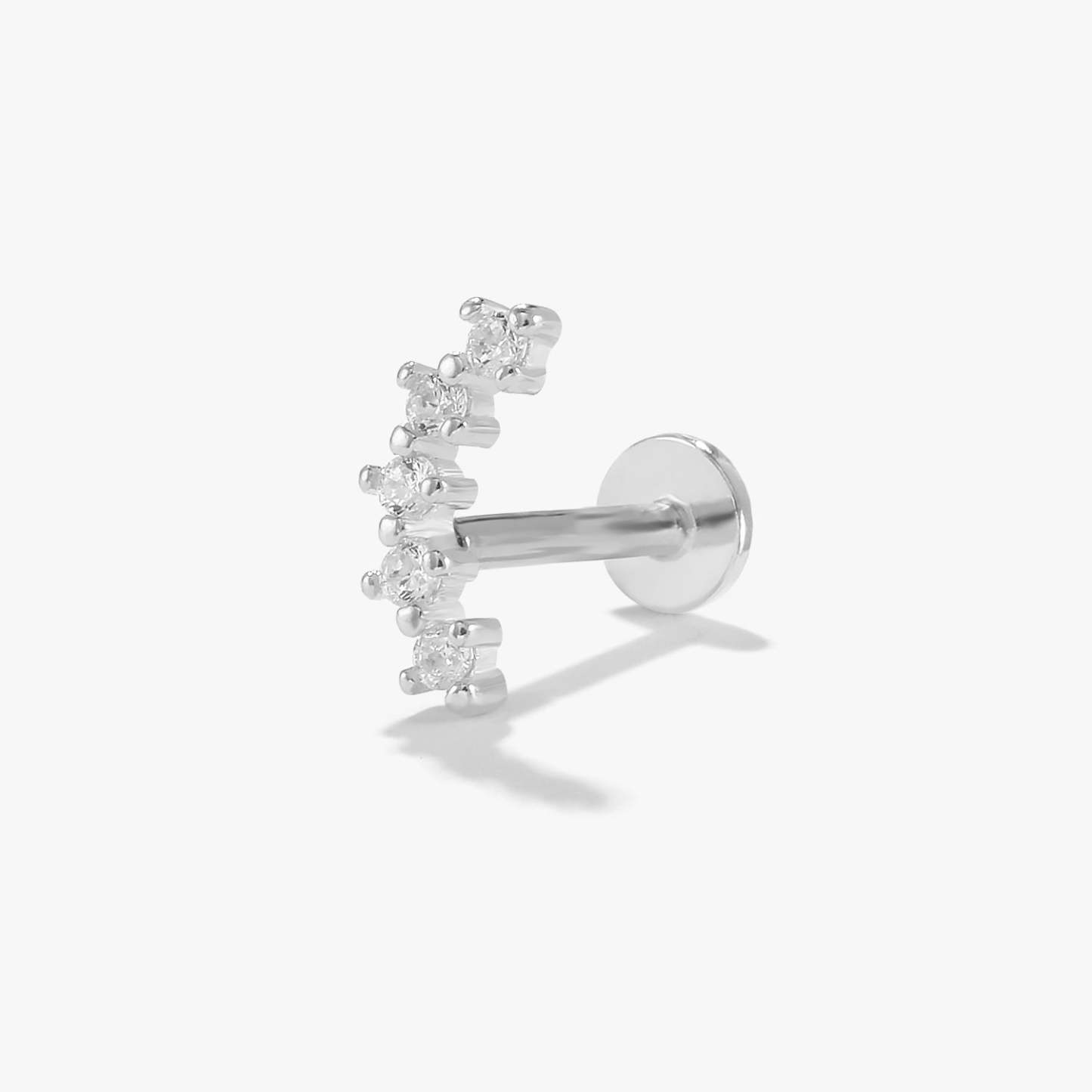S925 Arch CZ  Threaded Ear Piercing Stud-Olarajewelry