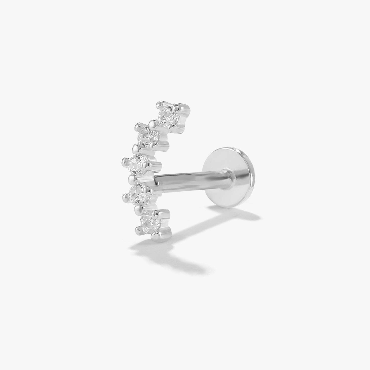S925 Arch CZ Threaded Ear Piercing Stud-Olarajewelry