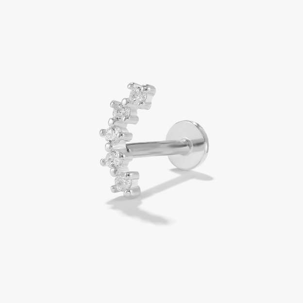 S925 Arch CZ  Threaded Ear Piercing Stud-Olarajewelry