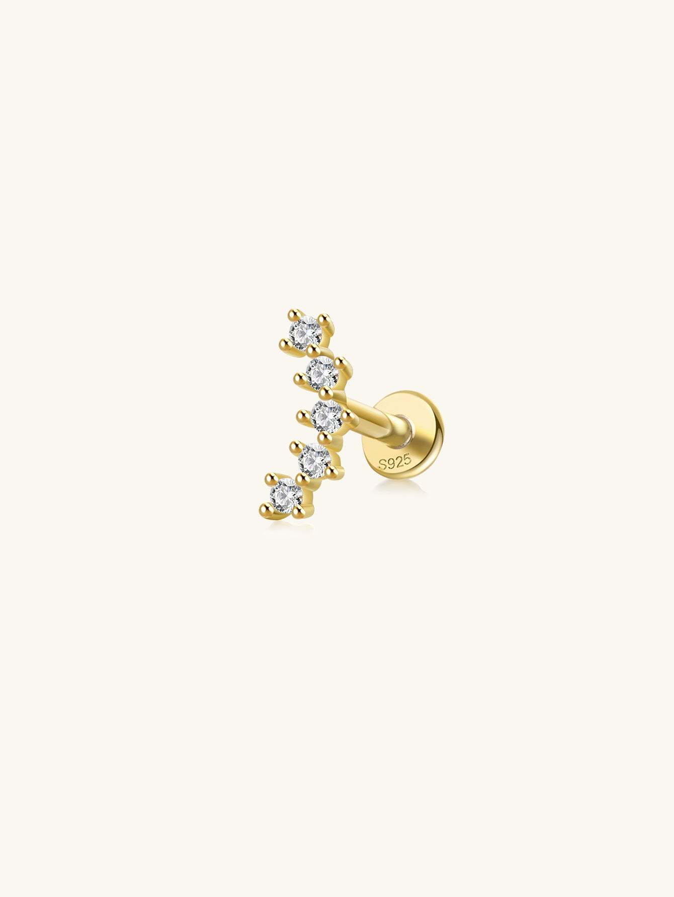 S925 Arch CZ Threaded Ear Piercing Stud-Olarajewelry